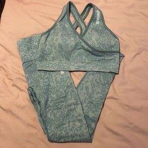 Blue cheetah leggings and bra